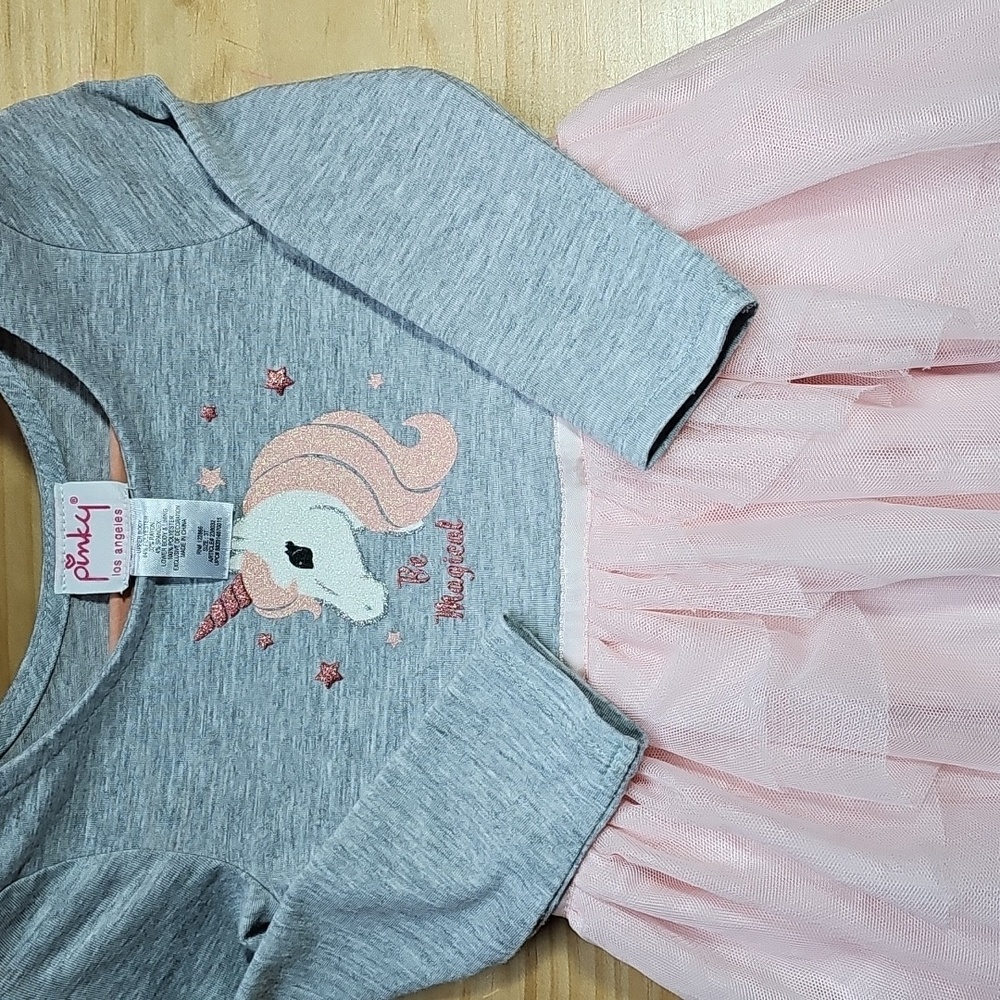 Pinky LA Gray and Pink Unicorn Dress